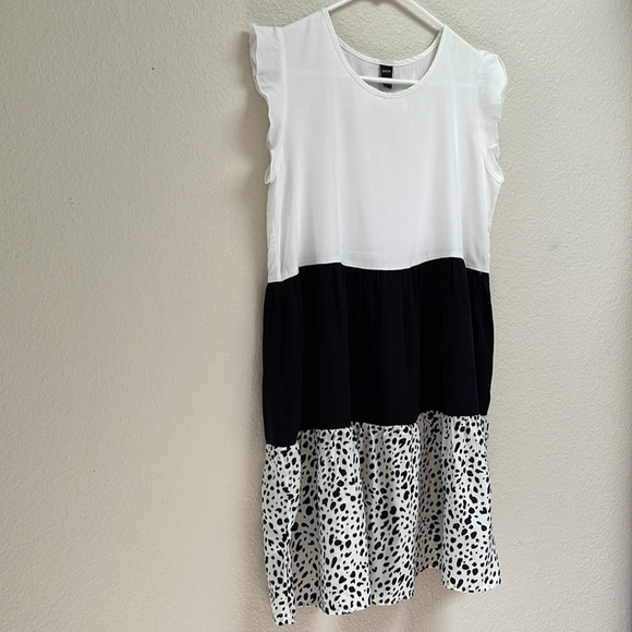 SHEIN White/Black Colorblock Leopard Patchwork Doll Dress, Size Small, Cowgirl - Picture 6 of 13